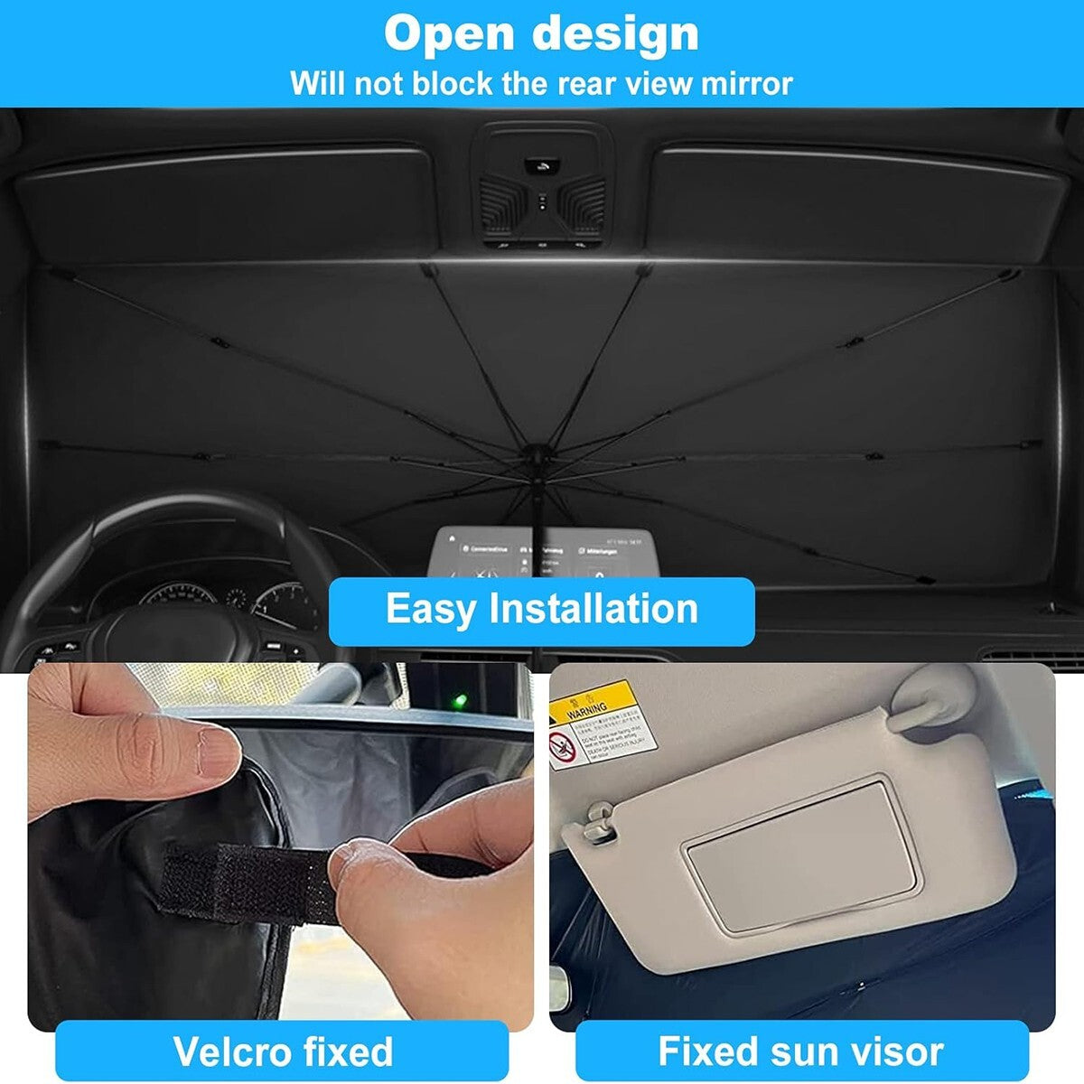PARASOLE per AUTO PARABREZZA ANTERIORE PIEGHEVOLE OMBRELLO PORTATILE AS-06636